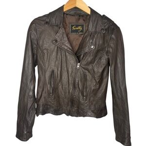 Scully Lamb Leather Motorcycle Jacket chocolate brown women’s size medium biker